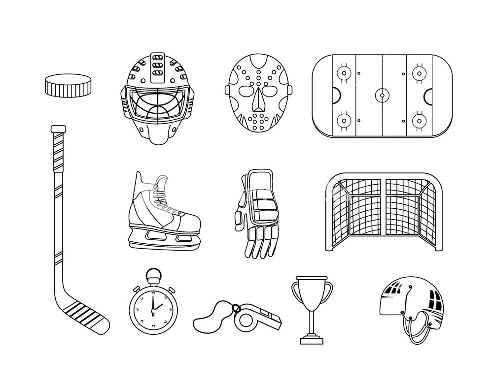 Set Hockey Equipment And Professional Uniform Vector Illustration 1000x788 Set Hockey Equipment And Professional Uniform Vector Illustration