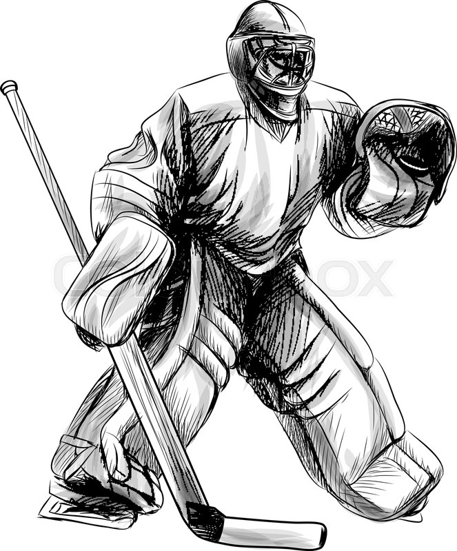 663x800 Hockey Goalie Player Hand Drawn Stock Vector Colourbox