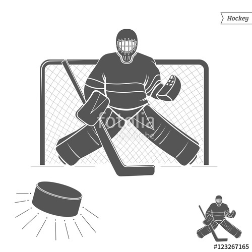 500x500 Silhouette Hockey Goalie Isolated On White Background Vector