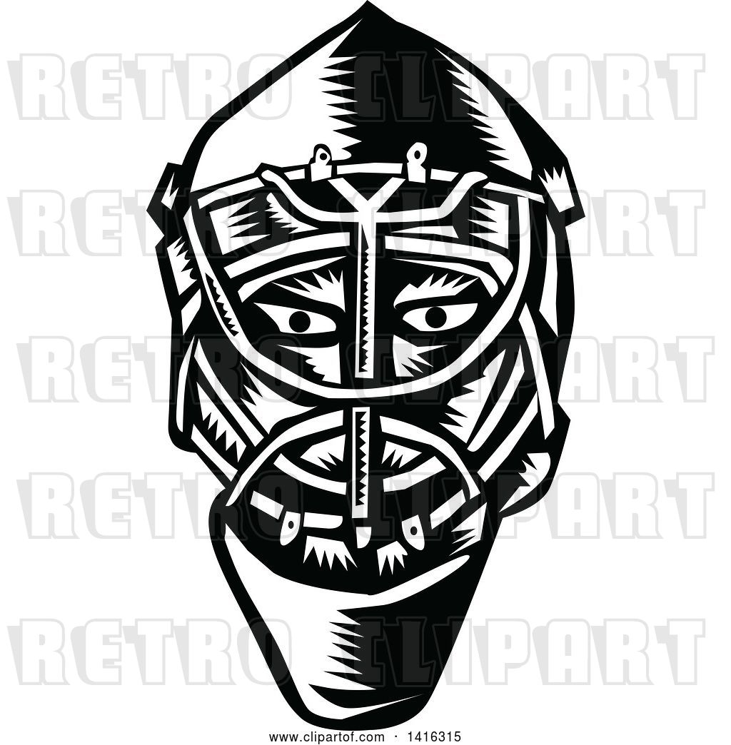 1024x1044 Vector Clip Art Of Retro Woodcut Ice Hockey Goalie Helmet