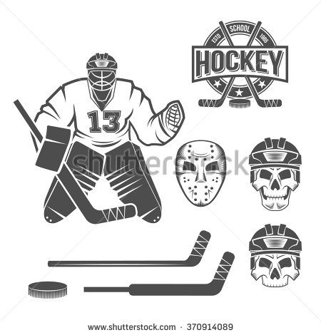 Set Of Hockey Elements Puck, Stick, Helmet, Goalkeeper Vintage 450x470 Set Of Hockey Elements Puck, Stick, Helmet, Goalkeeper Vintage