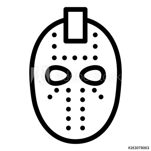 500x500 Hockey Mask Line Icon Goalie Mask Vector Illustration Isolated