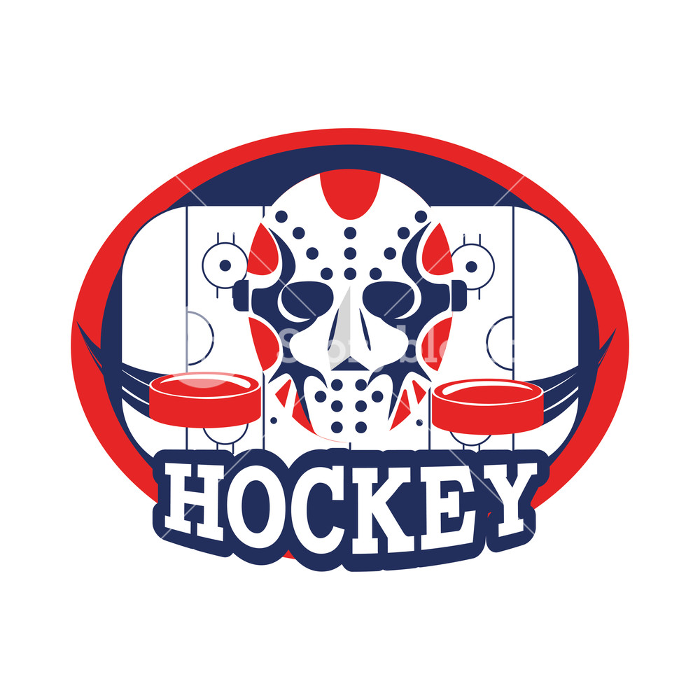 1000x1000 Emblem With Hockey Mask And Puck In The Rink Vector Illustration