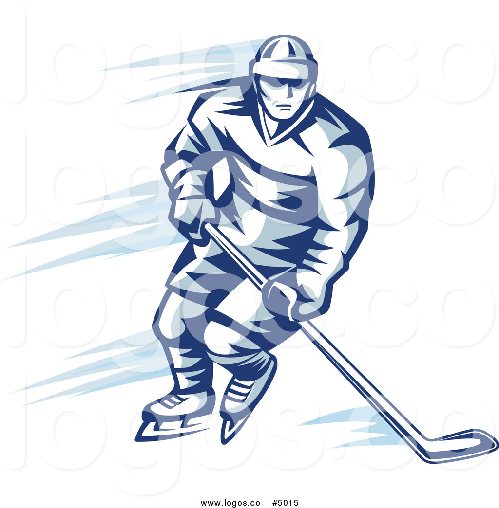 1024x1044 Royalty Free Vector Of A Blue Hockey Player Logo