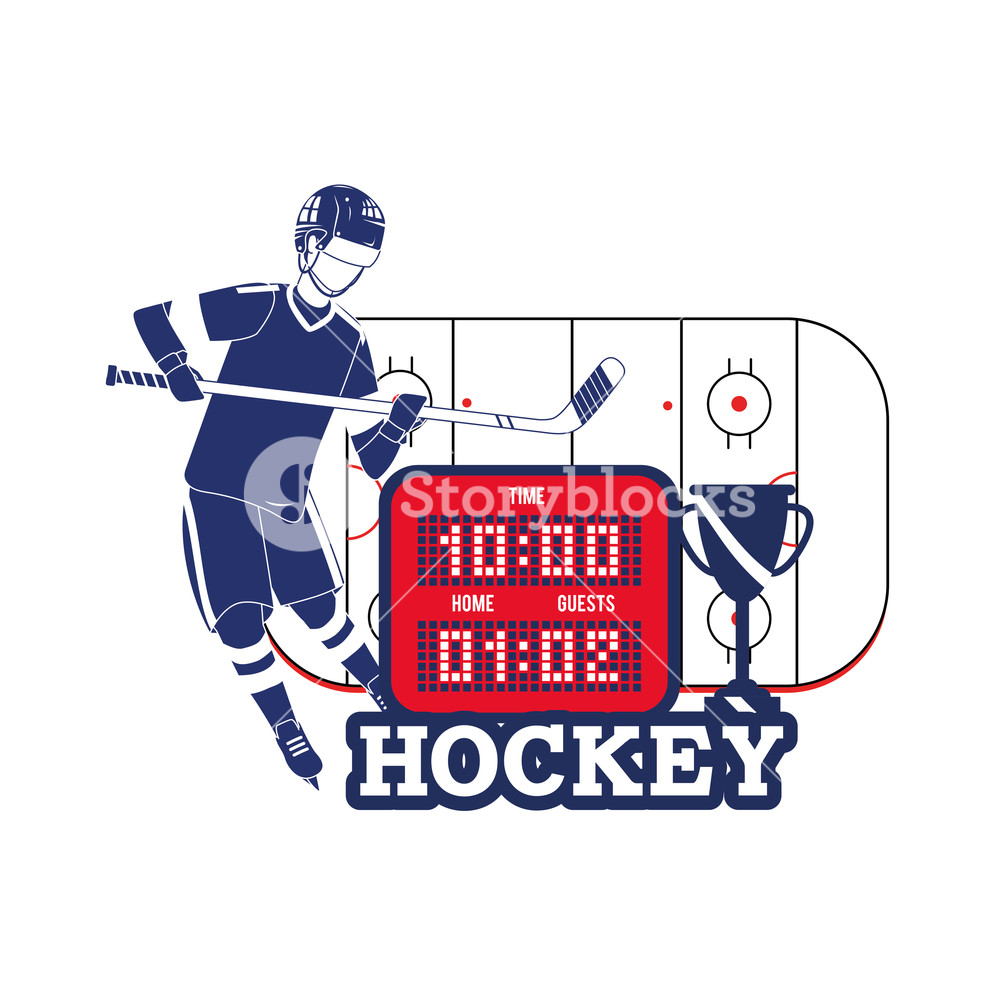 1000x1000 Hockey Player With Time Points And Cup Vector Illustration Royalty