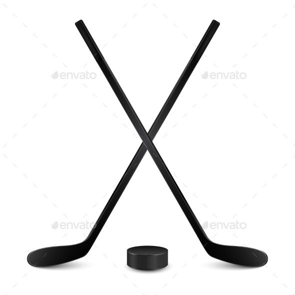 590x590 Two Crossed Hockey Sticks And Puck Sport Vector Hockey, Hockey
