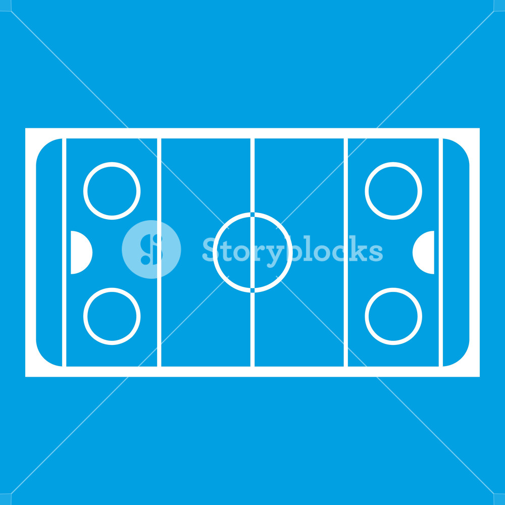 1000x1000 Ice Hockey Rink Icon White Isolated On Blue Background Vector