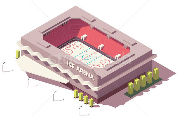 600x394 Vector Isometric Low Poly Ice Hockey Rink Vector Illustration