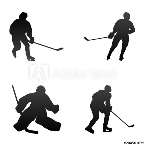 Hockey Player Silhouette Vector Background Set 500x500 Hockey Player Silhouette Vector Background Set