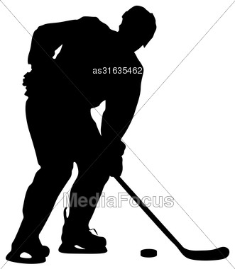 Silhouette Hockey Player Isolated On White Vector Illustrations 331x380 Silhouette Hockey Player Isolated On White Vector Illustrations