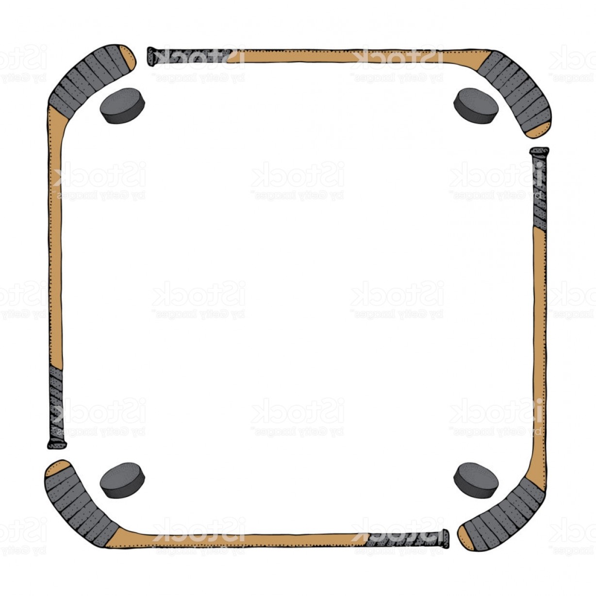 1228x1228 Ice Hockey Stick With Puck Sports Vector Frame Isolated On White