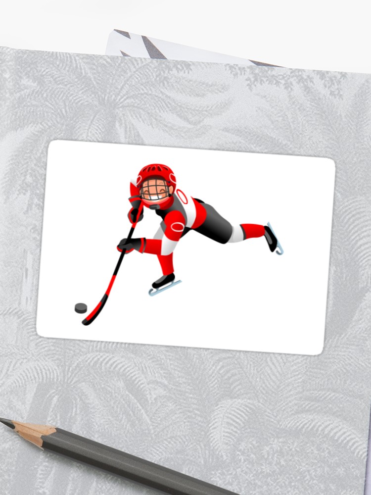 750x1000 Hockey Vector Cartoon Boy Icon Sticker