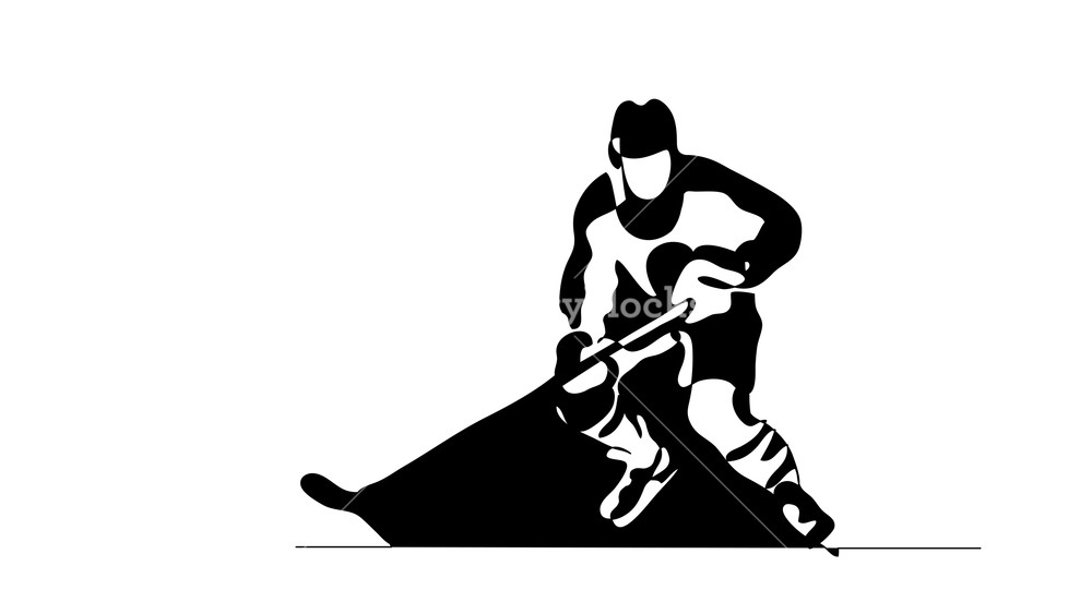 1000x563 Continuous Line Drawing Black And White Illustration Shows Hockey