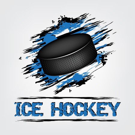 450x450 Ice Hockey Vector Background With Puck And Grunge Effect Royalty