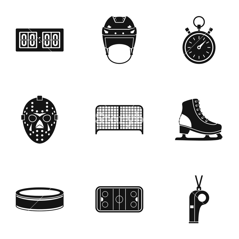 1000x1000 Russian Hockey Icons Set Simple Illustration Of Russian Hockey