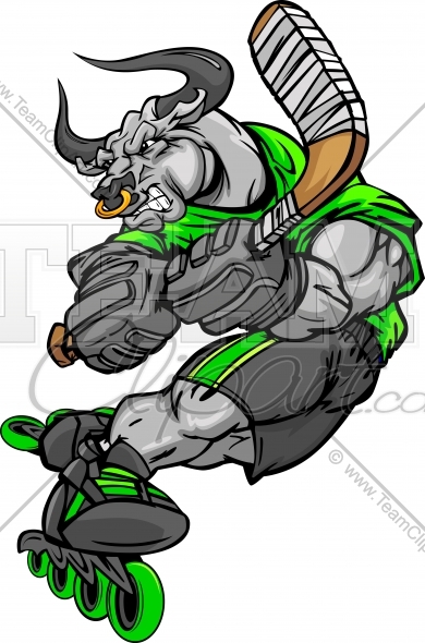 Bull Roller Hockey Vector Art 390x590 Bull Roller Hockey Vector Art