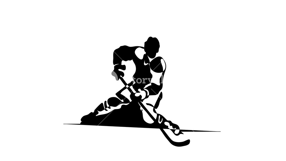 1000x563 Continuous Line Drawing Black And White Illustration Shows Hockey