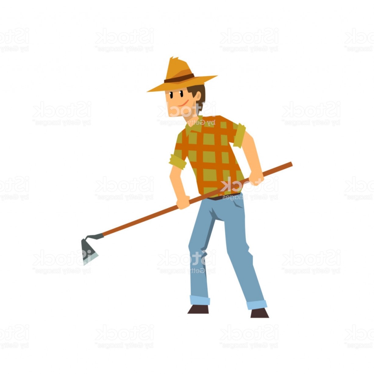 1227x1228 Male Farmer Working With Hoe Farm Worker With Gardening Tool
