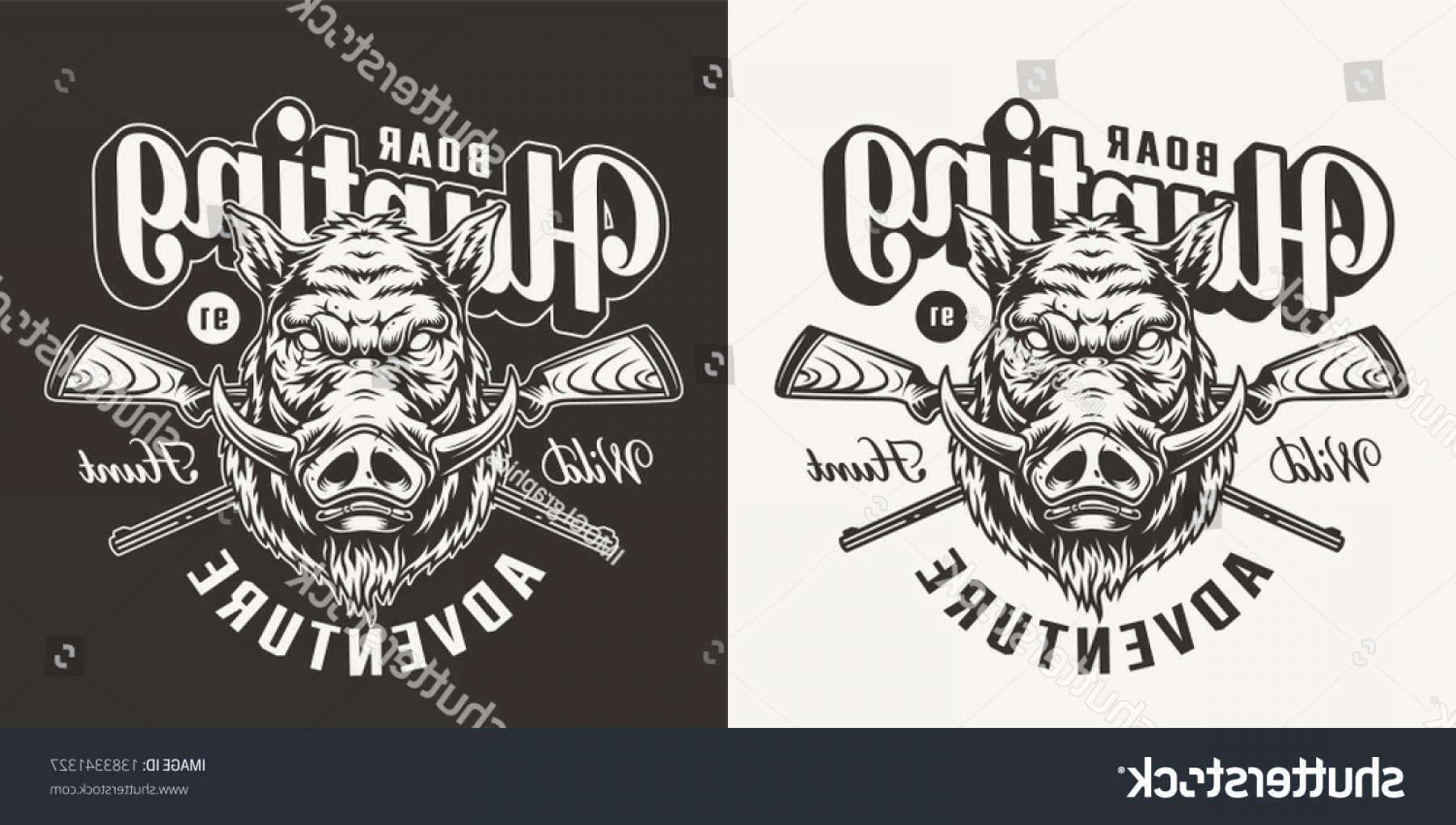 1800x1020 Vintage Monochrome Boar Hunting Emblem Hog Handandbeak