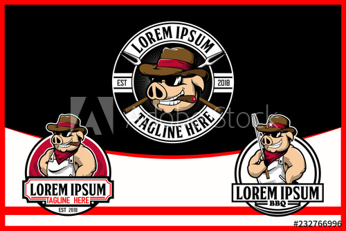 500x334 Cowboy Hog Or Pig Cartoon For Bbq Vector Logo Template