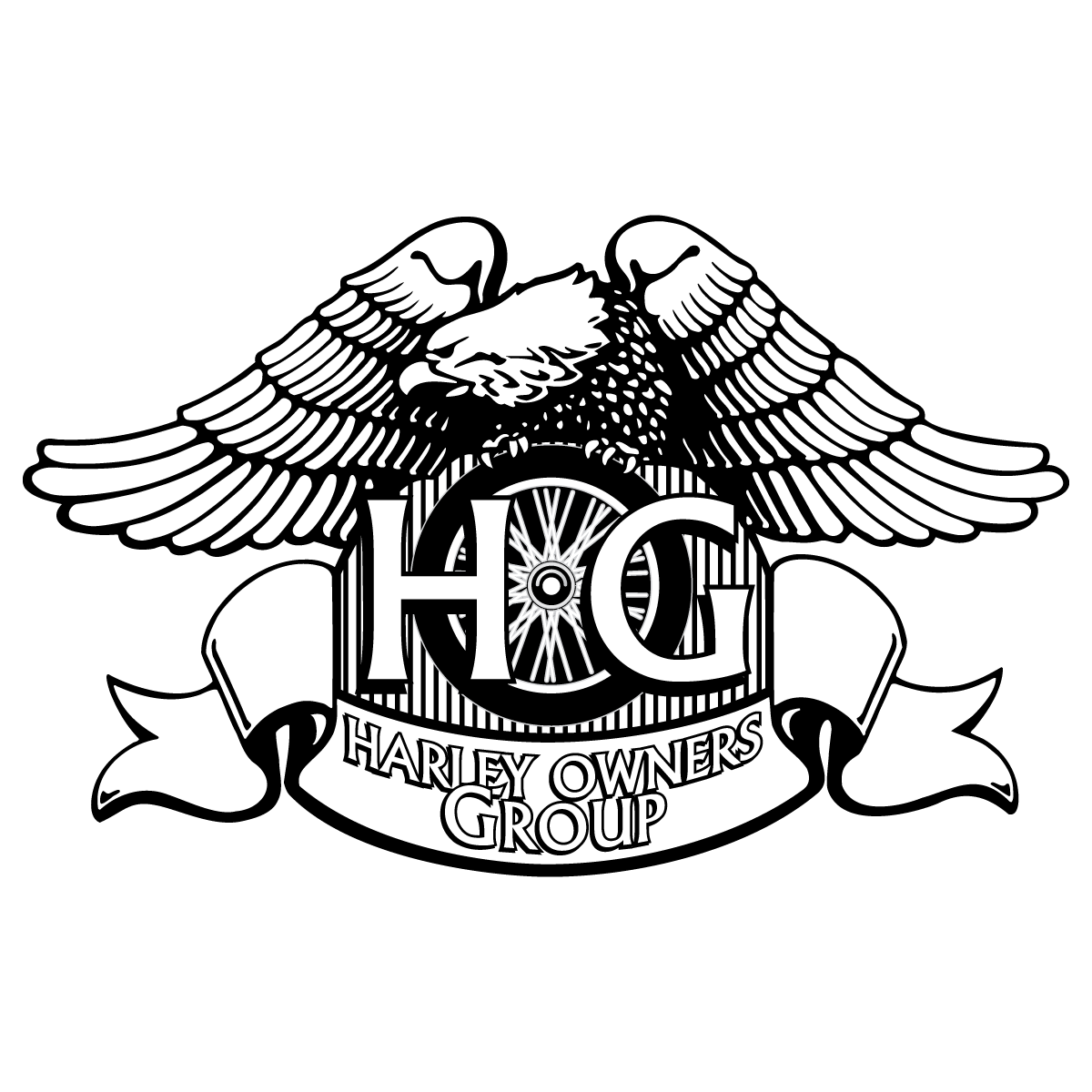 1200x1200 Hog Harley Owners Group Eagle Logo Vector Black Outline Free