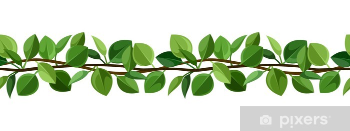 700x263 Seamless Background With Green Leaves Vector Illustration Wall