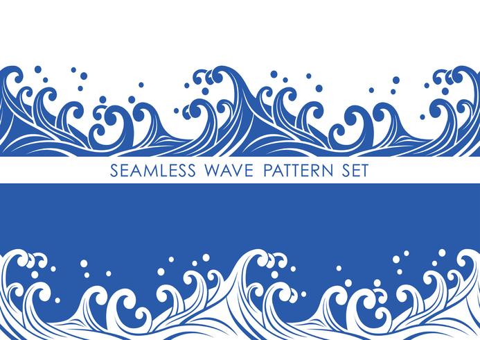 693x490 Set Of Japanese Traditional Seamless Wave Patterns, Vector
