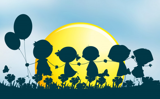 Silhouette Children Holding Hands In Park Vector Free Download 626x389 Silhouette Children Holding Hands In Park Vector Free Download