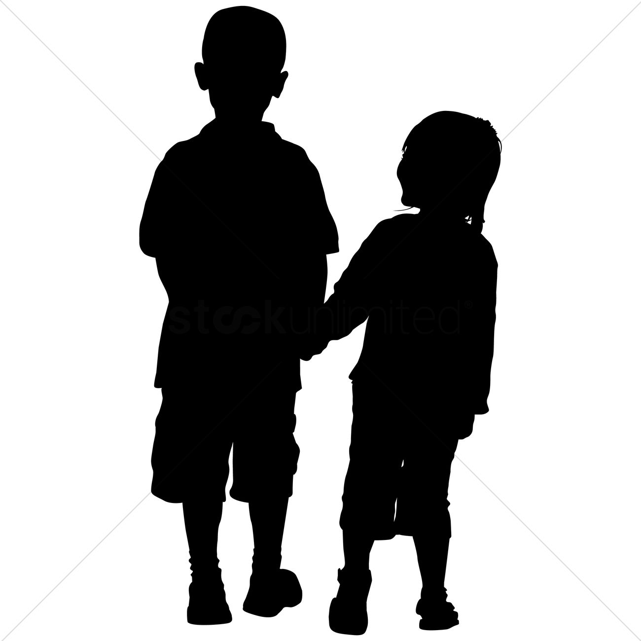 Silhouette Of Kids Holding Hands Vector Image 1300x1300 Silhouette Of Kids Holding Hands Vector Image