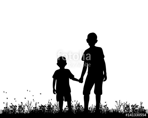 Vector Silhouette Of Children Holding Hands Stock Image 500x400 Vector Silhouette Of Children Holding Hands Stock Image