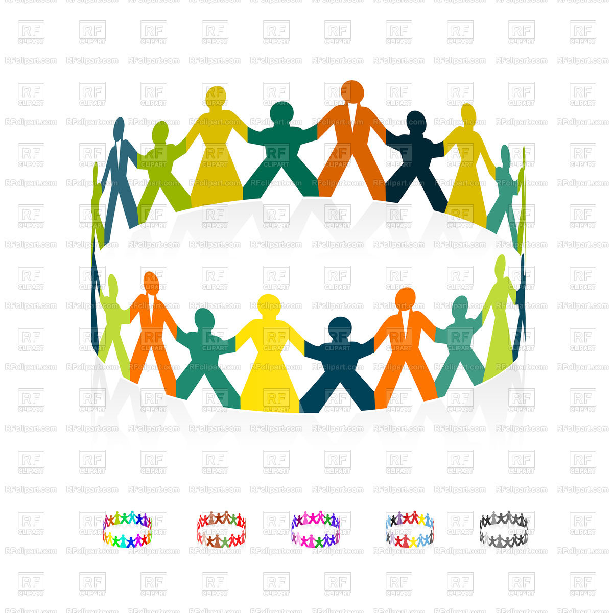 1200x1200 Paper People Holding Hands In Circle Vector Image Of Conceptual
