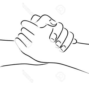 300x300 Photostock Vector Line Art Of Two Hands Holding Each Other