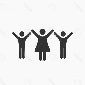 300x300 Photostock Vector Silhouette People Icons Kids Hands Up Peace