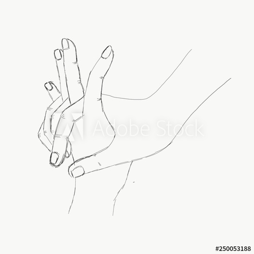 500x500 Hand Sketch Holding Hands Vector Illustration, Black And White