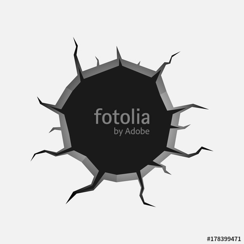 500x500 Hole With Cracks Damage Surface Broken Ground Or Wall Vector