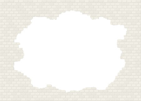450x324 Vector Broken White Brick Wall Background With Big Hole Royalty
