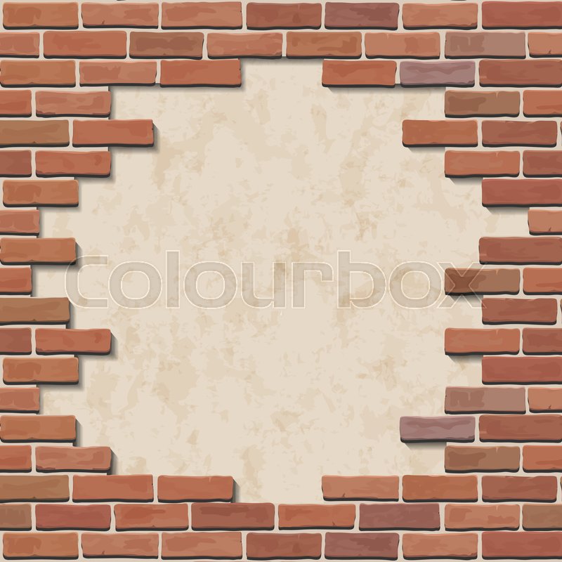 800x800 Damaged Red Brick Wall With Hole Stock Vector Colourbox