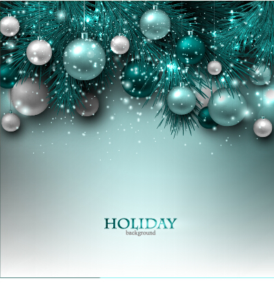 397x409 Christmas Baubles With Shiny Holiday Background Vector Free