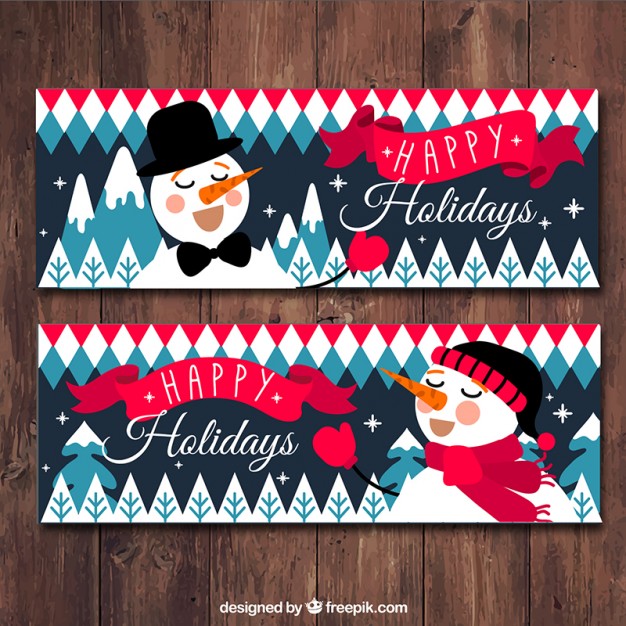 626x626 Snowman Wish You A Happy Holidays Banner Vector Free Download