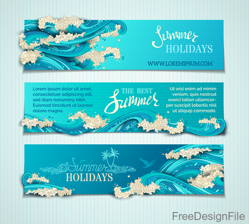 500x450 Summer Holiday Banners With Wave Vector Free Download