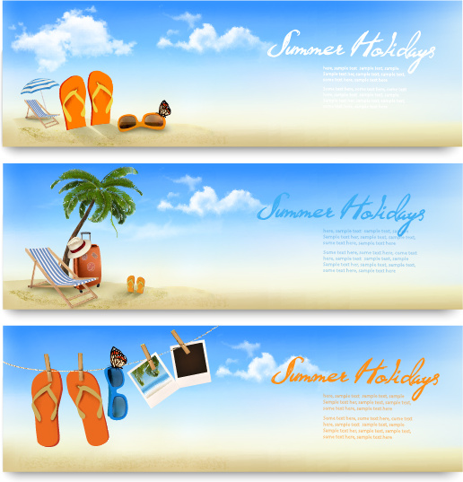516x537 Summer Holiday Travel Time Vector Banner Free Vector