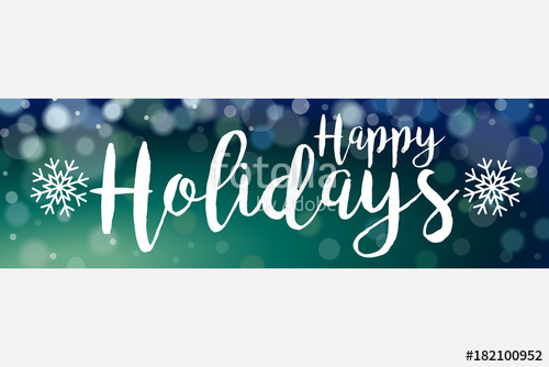 500x334 Dark Blue Green Soft Focus Happy Holidays Vector Banner Stock