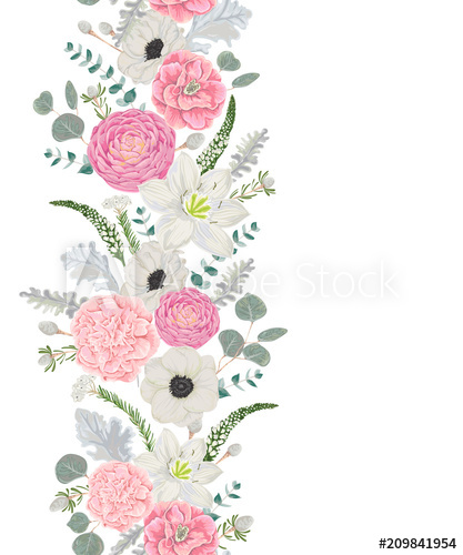 417x500 Decorative Holiday Border With Beautiful Flowers, Leaves