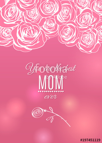 357x500 Happy Mother's Day Pink Greeting Card With Rose Flowers Frame