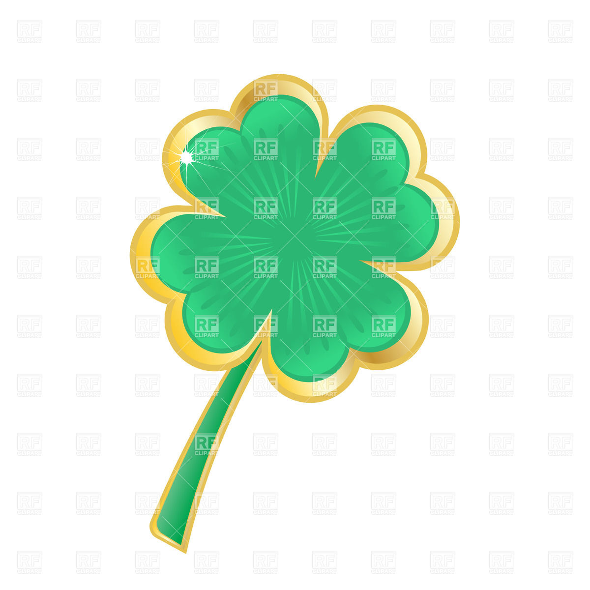 1200x1200 Patrick's Day Four Leaf Clover With Shiny Golden Border Vector