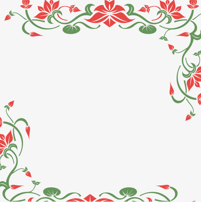 650x652 Red Flowers Holiday Border, Border Vecto