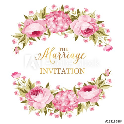 500x500 Marriage Invitation Card Peony Garland For Holiday Card Avesome