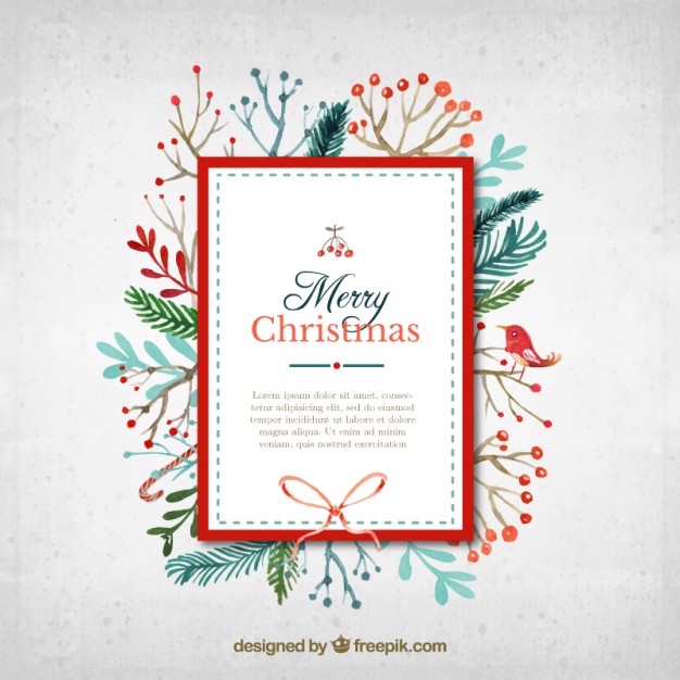 626x626 Watercolor Christmas Card In Cute Style Vector Free Download
