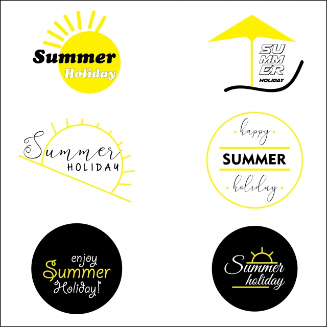 640x640 Set Of Summer Holiday Logo, Holiday, Summer, Set Png And Vector