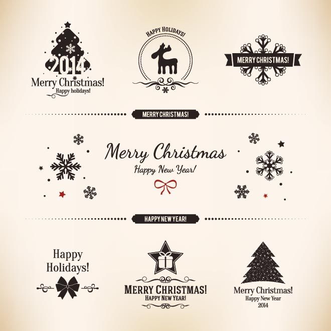 660x660 Free Vector Vintage Label Card Merry Christmas Logo Design